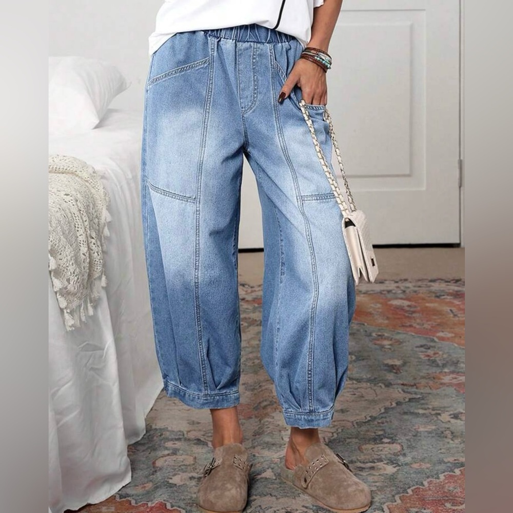 Women's Blue Denim Joggers